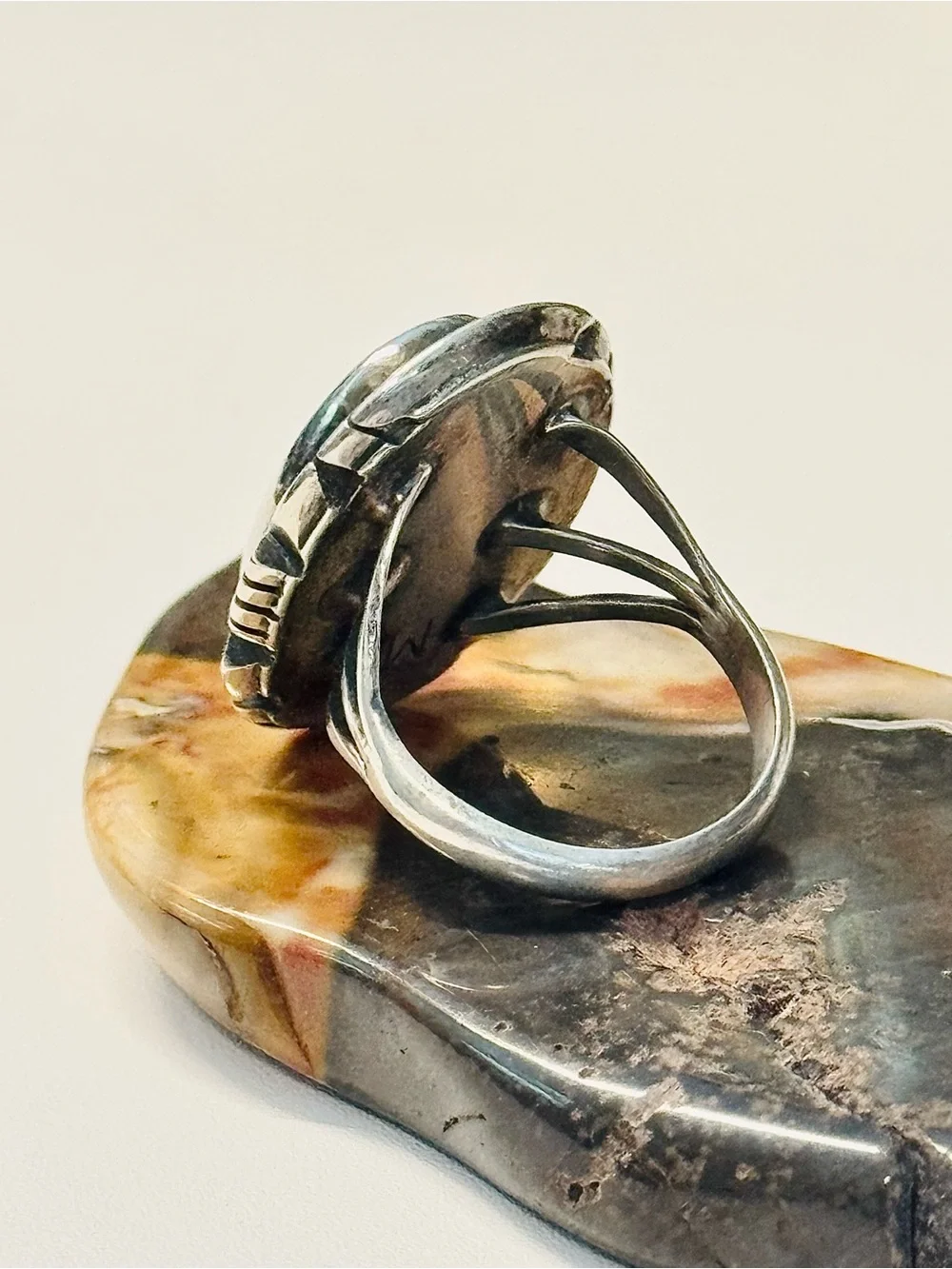 Vtg Navajo Sterling Multi Stone Inlay Ring (7)